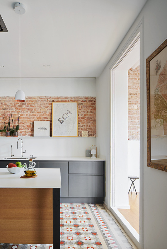 Historical apartment with mosaic floor