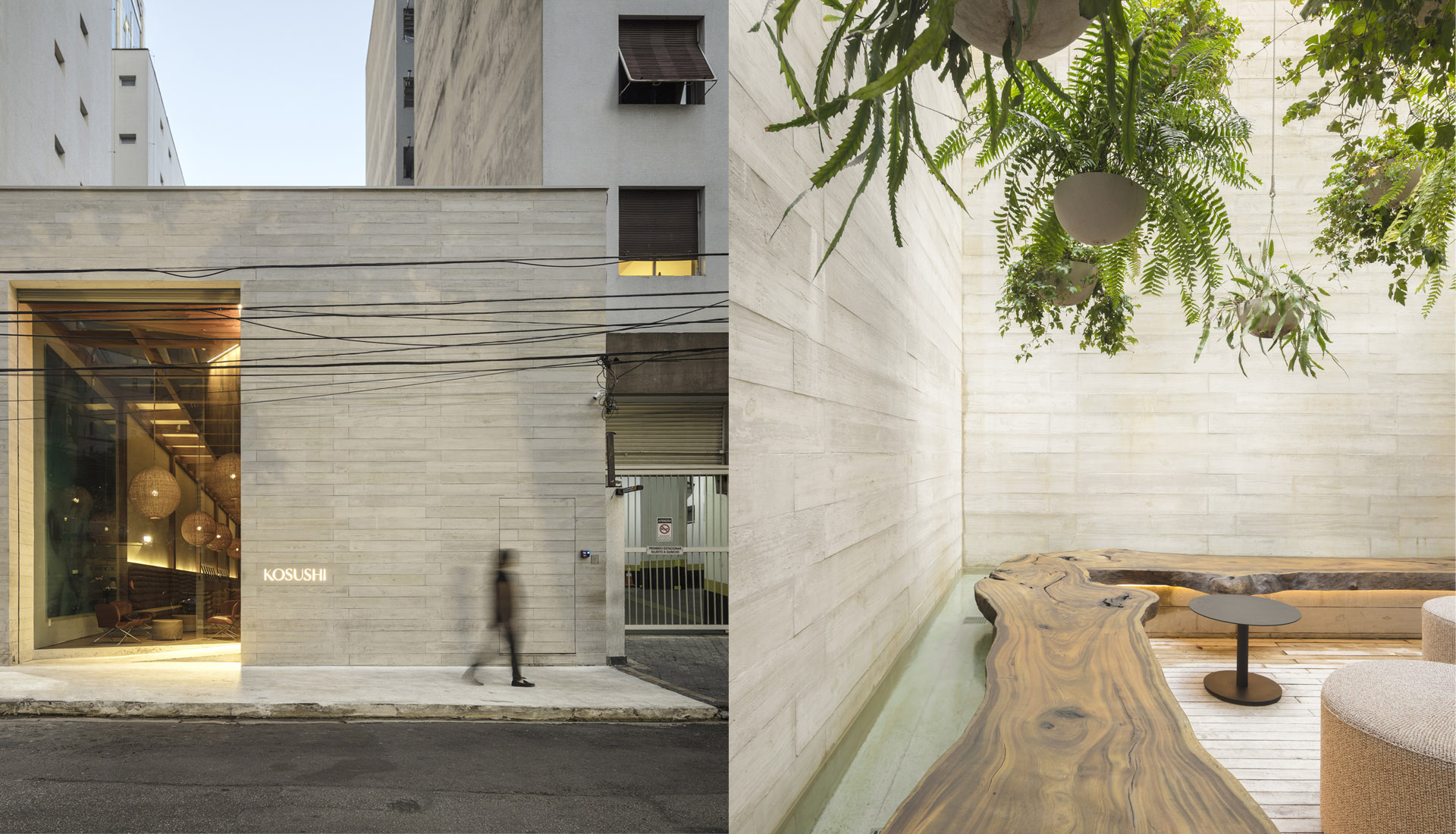 restaurant facade cement garden