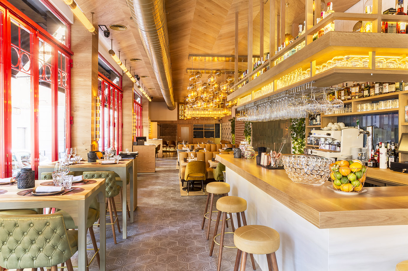 restaurant furniture stone floor ceiling wood furniture color