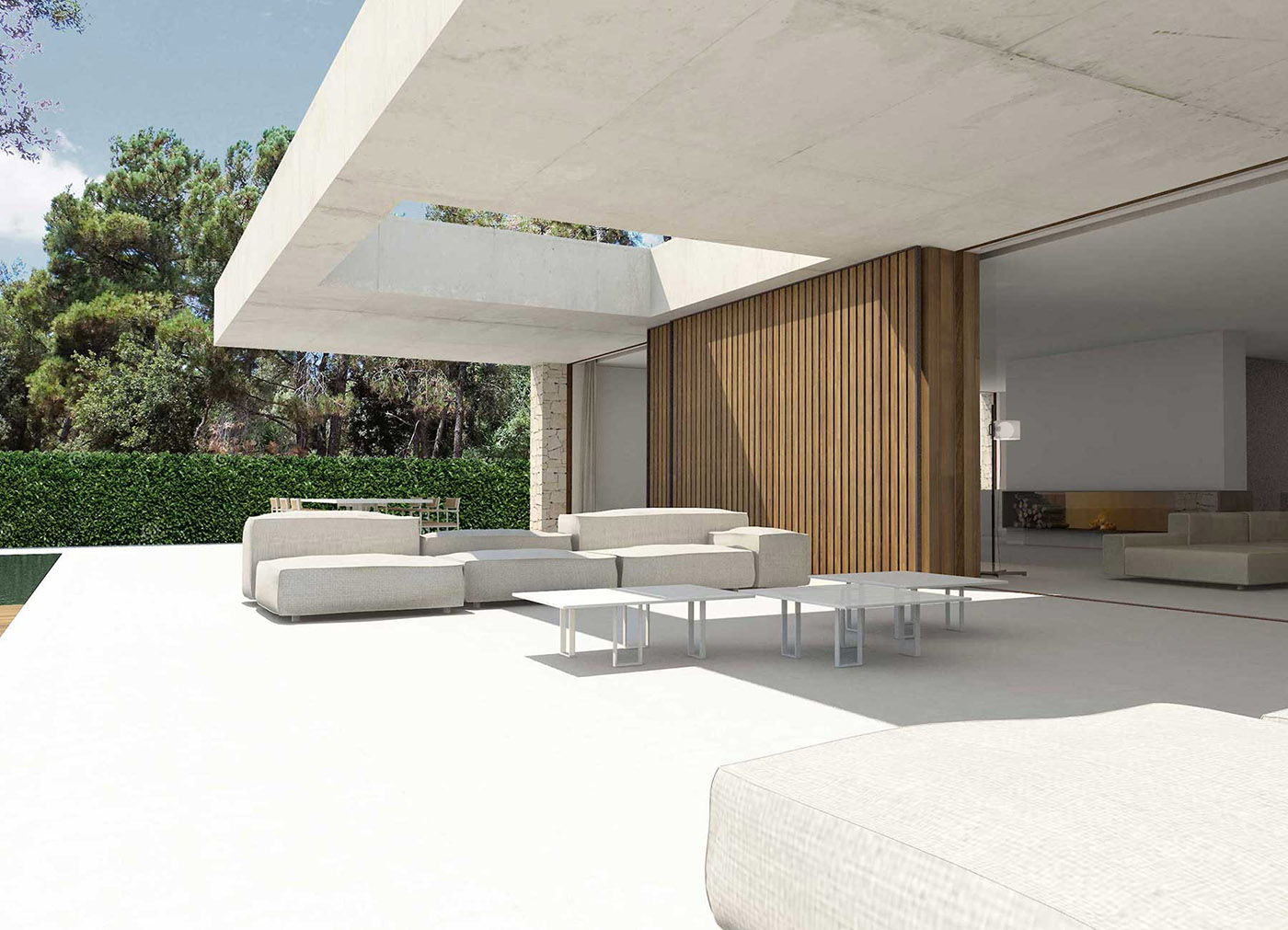 House in la Cañada: the courtyard, the heart of the house echoes the Roman atrium