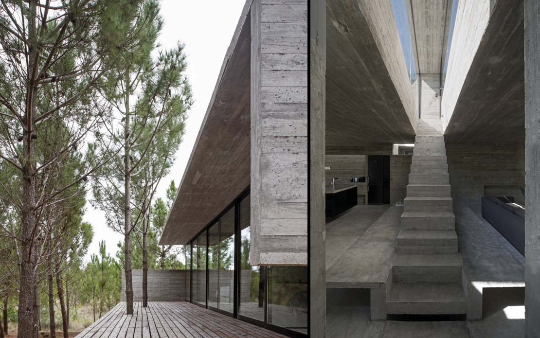 Architecture for architects at Casa L4. Exposed concrete and landscape