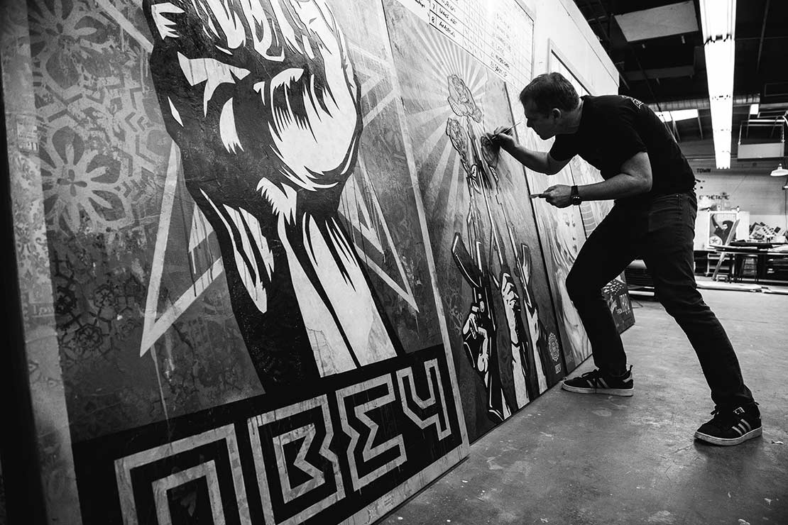 The artistic universe of Shepard Fairey, Obey on display in Milan.