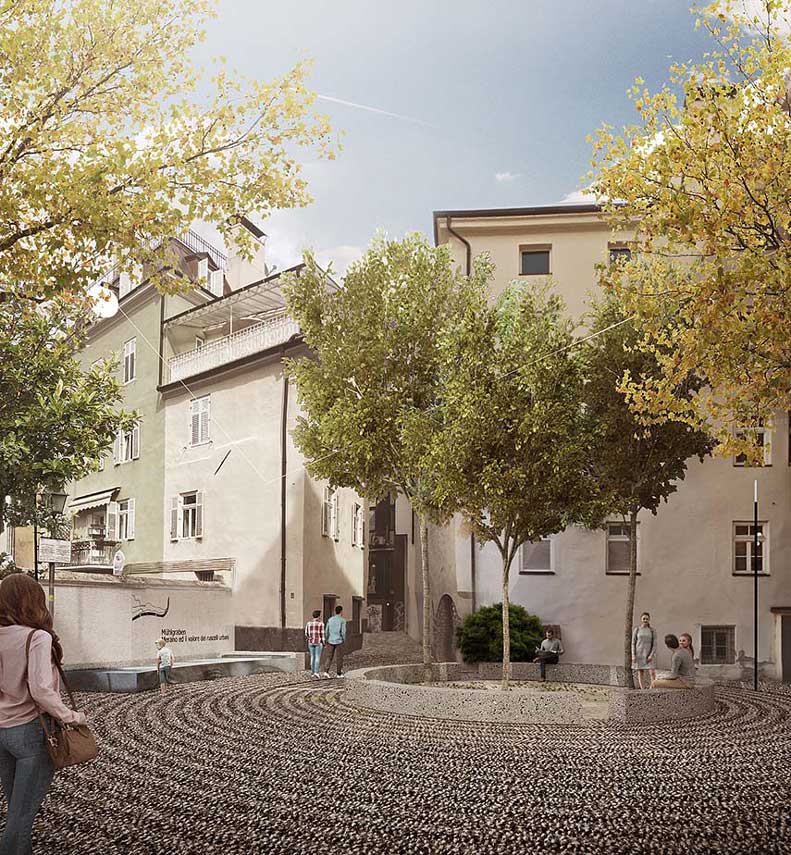 Renovacion de Corso Libertà Superiore en Merano. Un dibujo del silencio