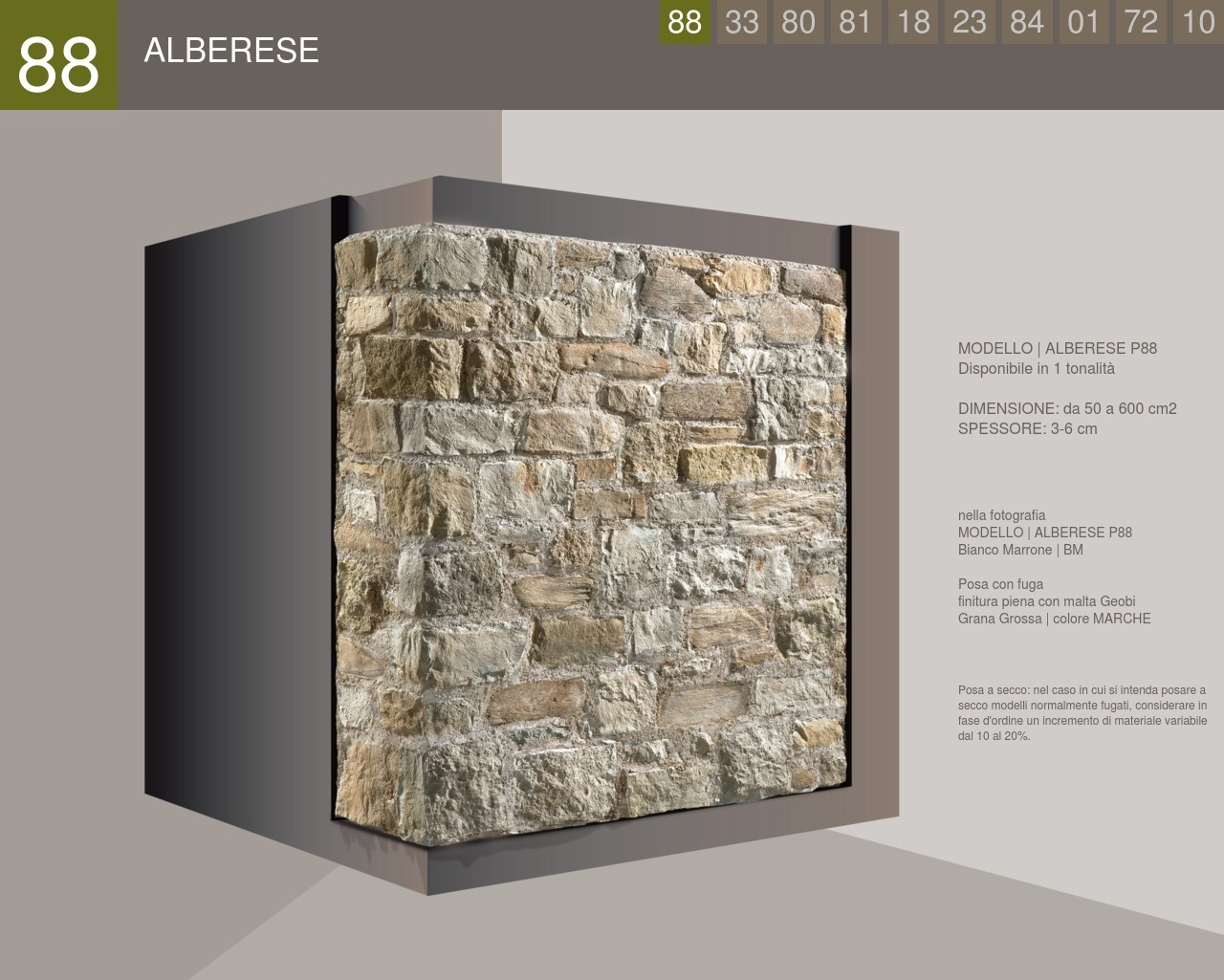 Albarese square profile stone cladding