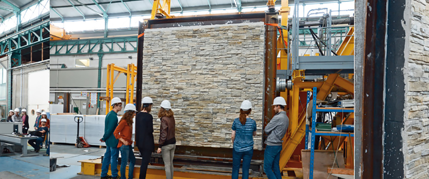 Muro de piedra artificial pruebas en fábrica