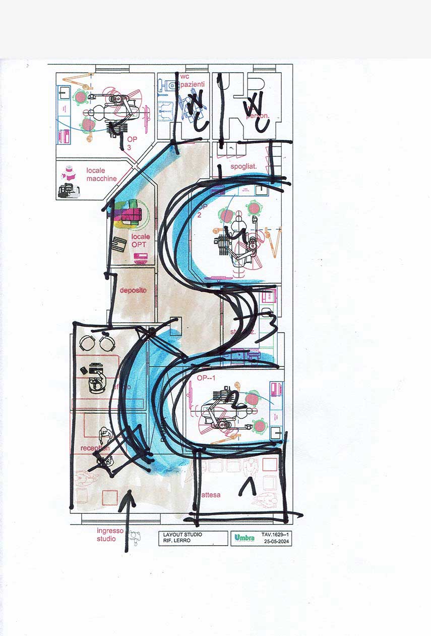 Curved lines and color transform a dental office in Aversa