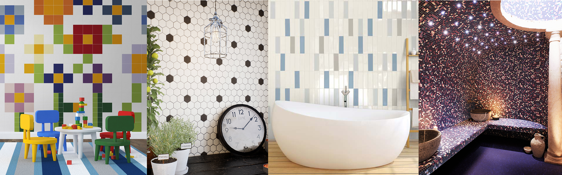 Tiled wall with green palette fish