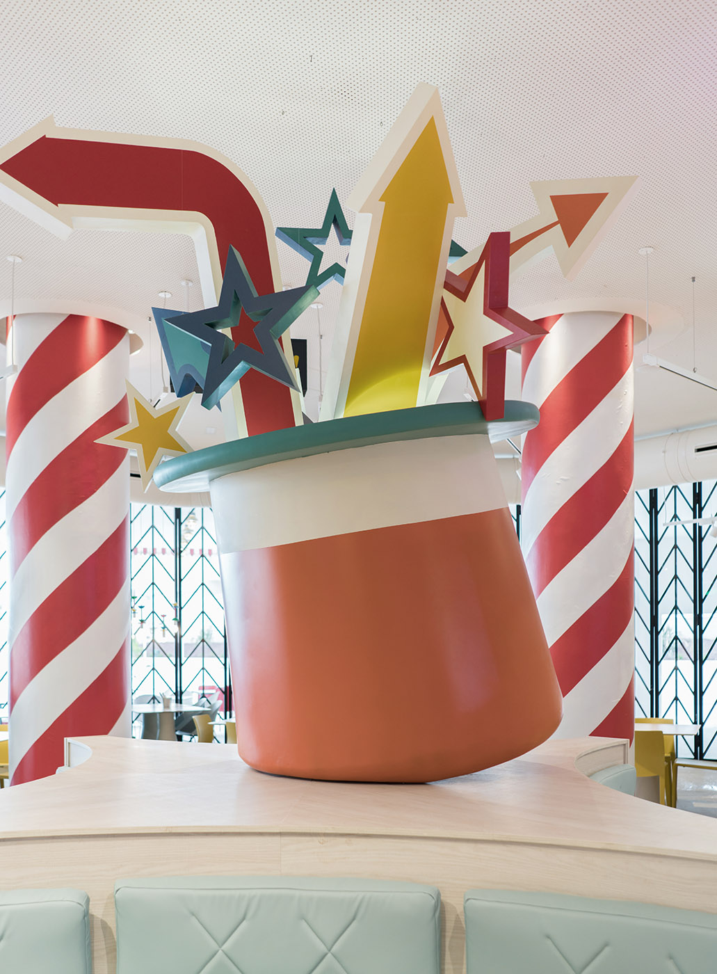Dreams Factory, where dreams come true. Interior of a restaurant for visionary customers