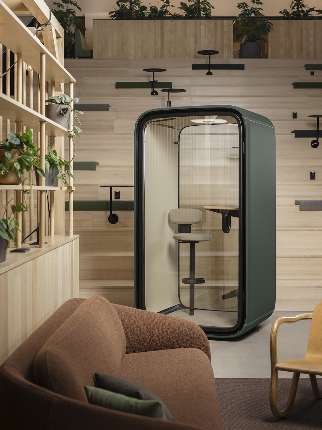 Telephone booth for offices. Design and technology to prepare for the growing demand for video conferencing