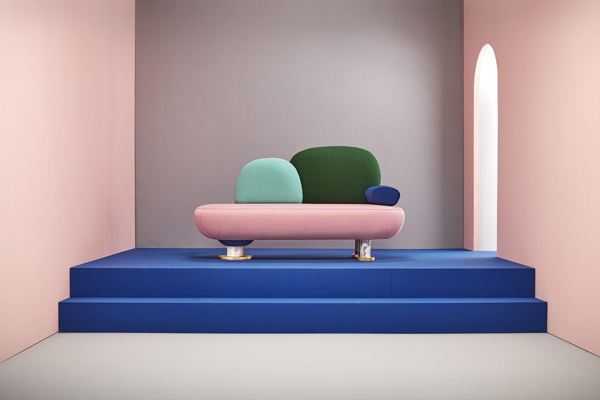 Infinite combinations of Toadstool for an upholstery collection inspired by graphic design