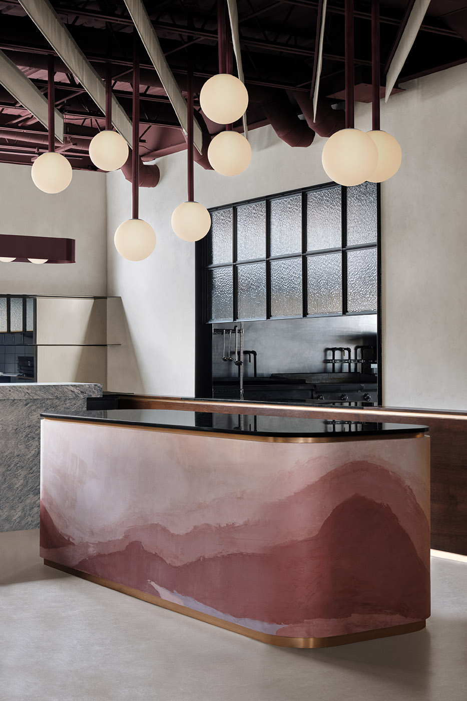 Shay, tea room and restaurant. Dusty overtones inspired by the Syrian desert vibe
