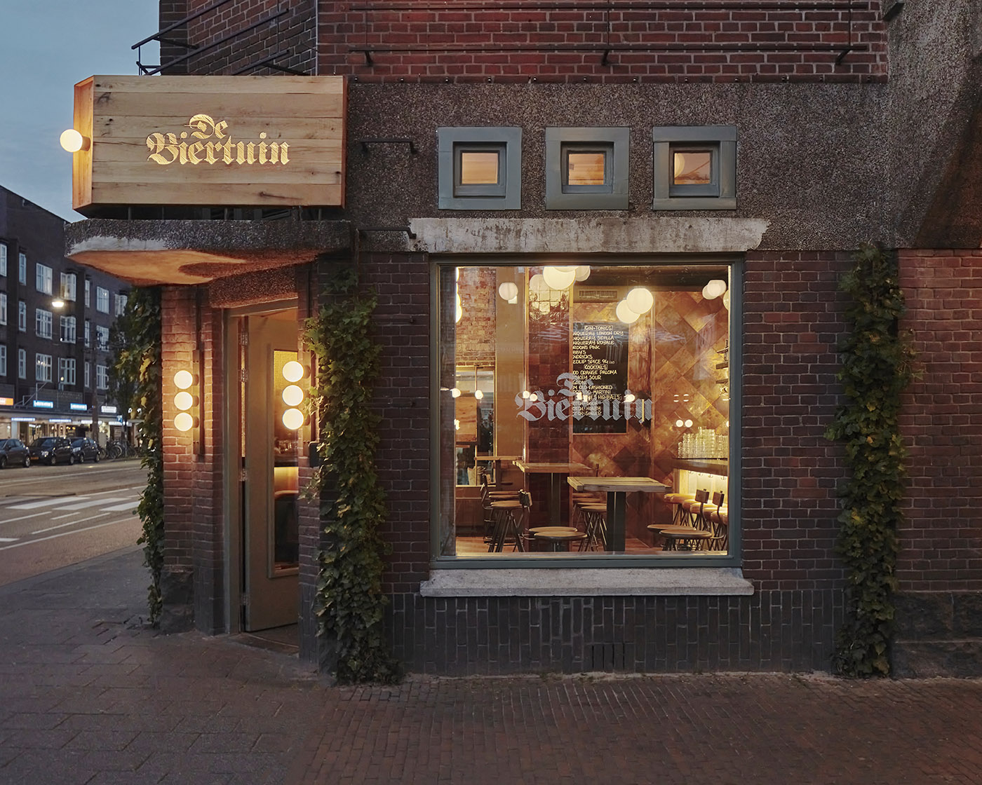 De Biertuin West in Amsterdam. Interior and exterior design inspired by the German biergärten