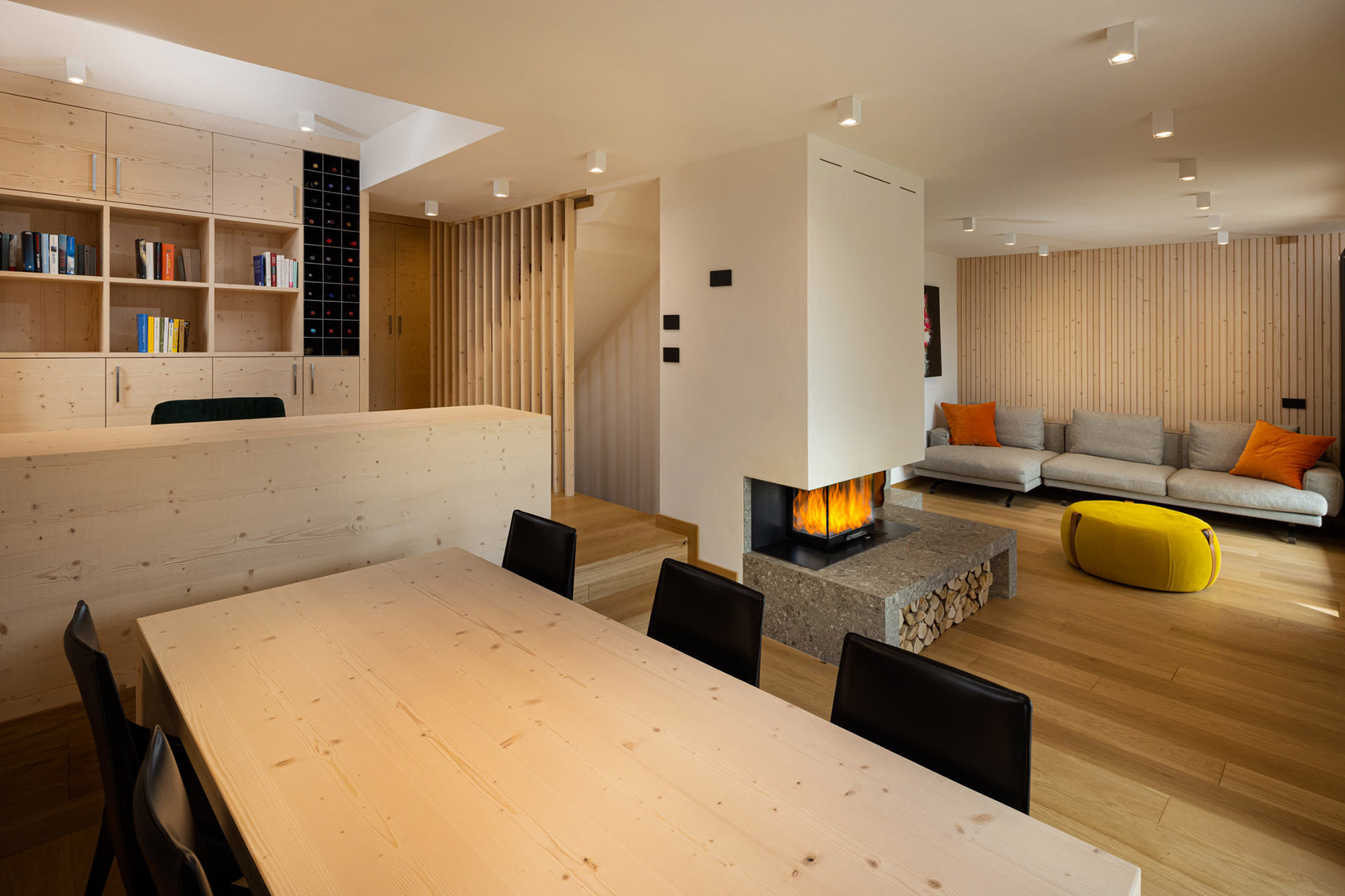 The restyling of WRC House. An elegant style revamped with bold material touches