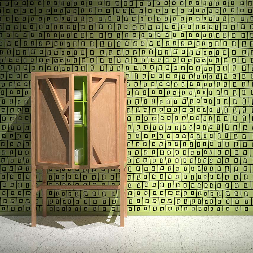 Collection de papier peint pour Rollout inspirée par les finitions architecturales, dessinée à la main et personnalisable