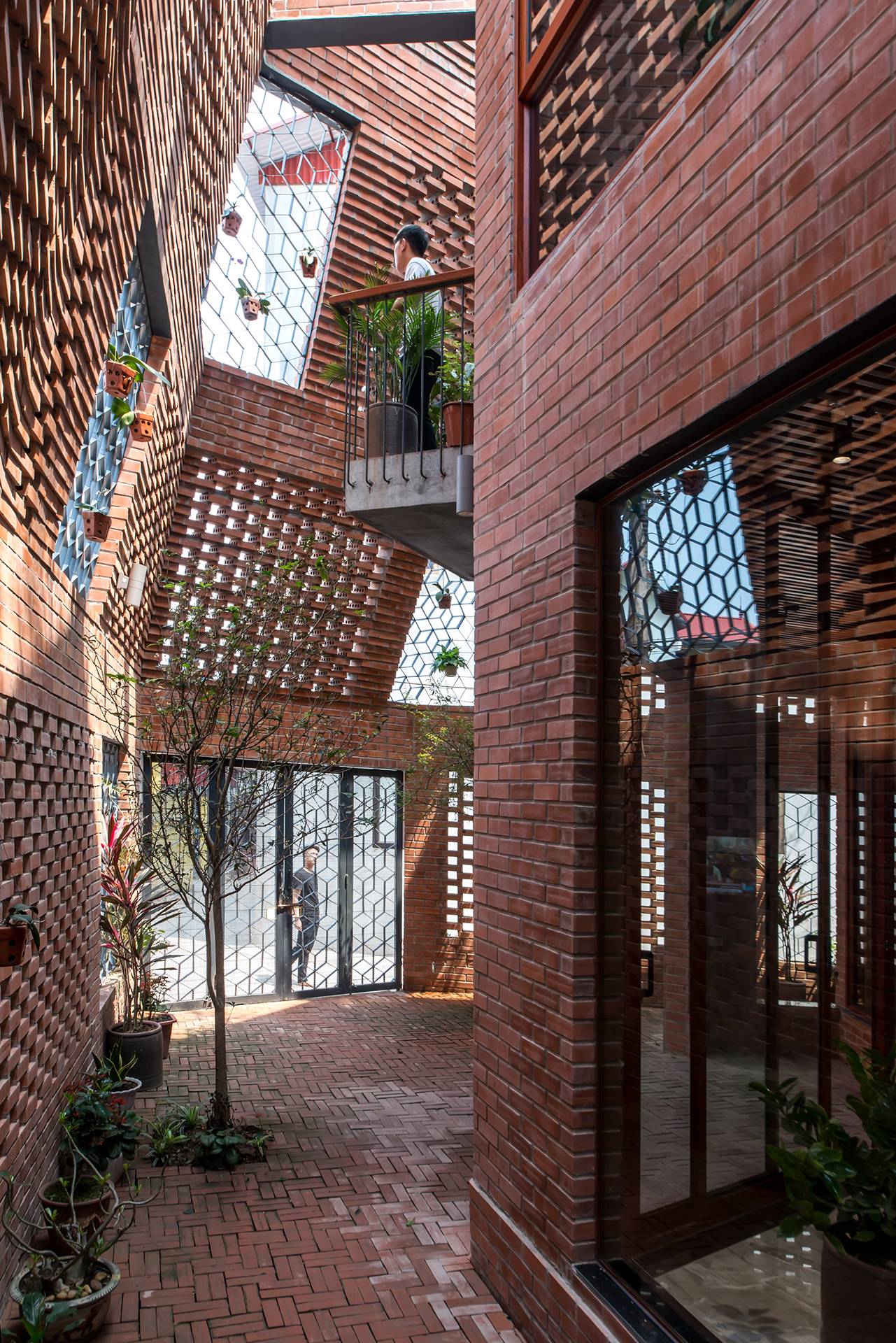 Interior of a red brick house