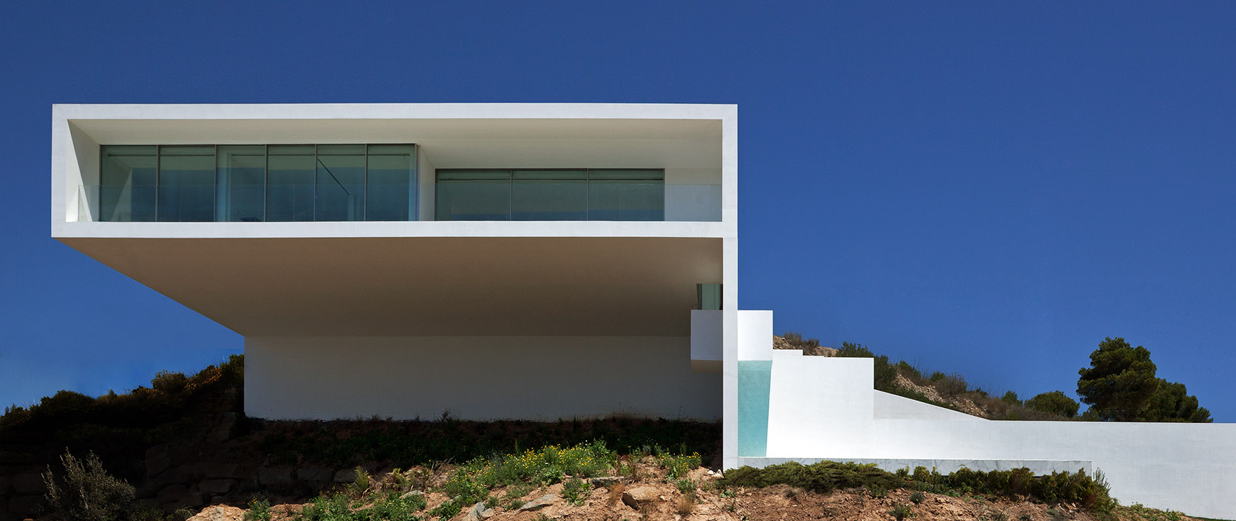 White villa among the rocks