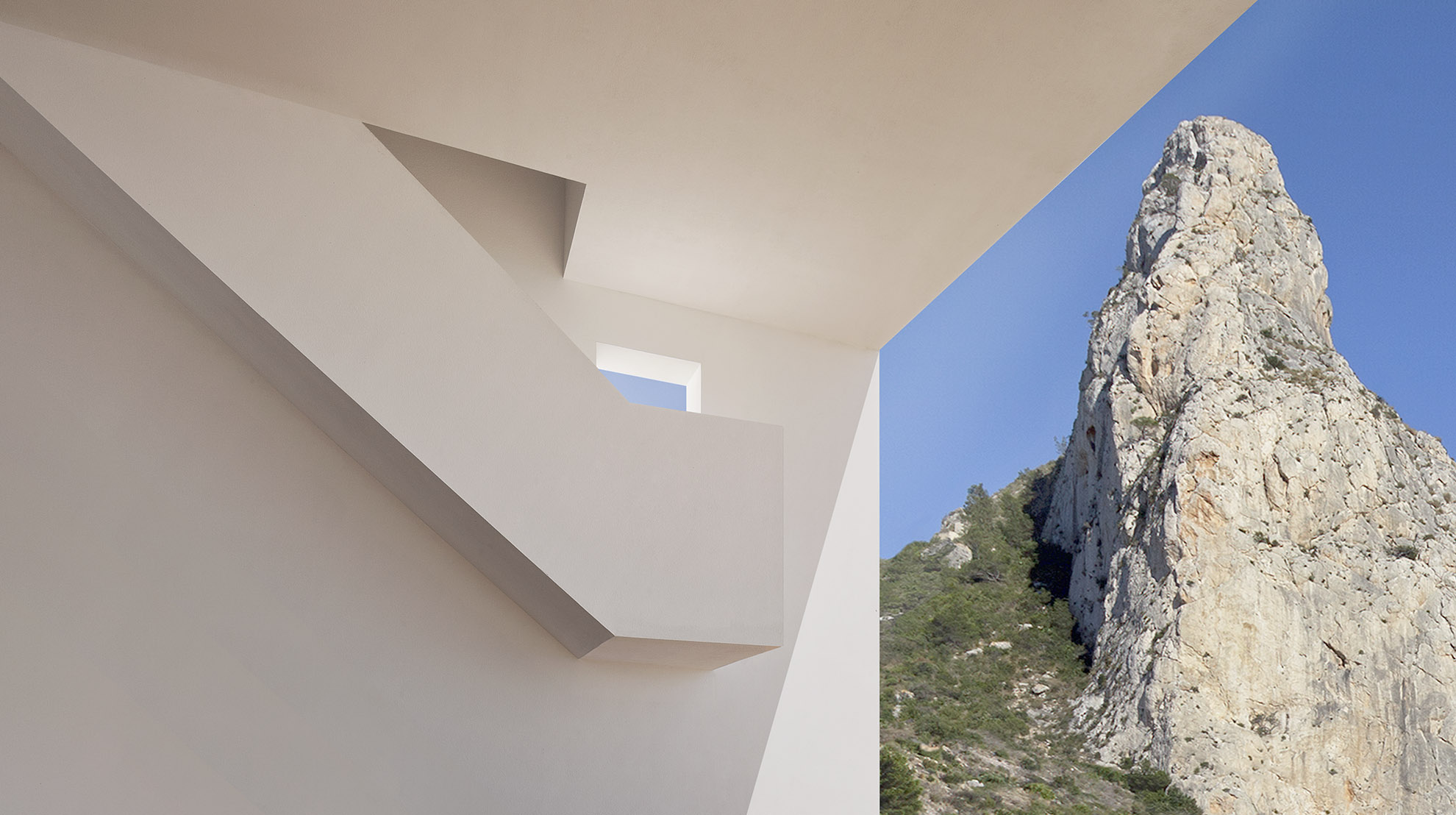 White villa among the rocks