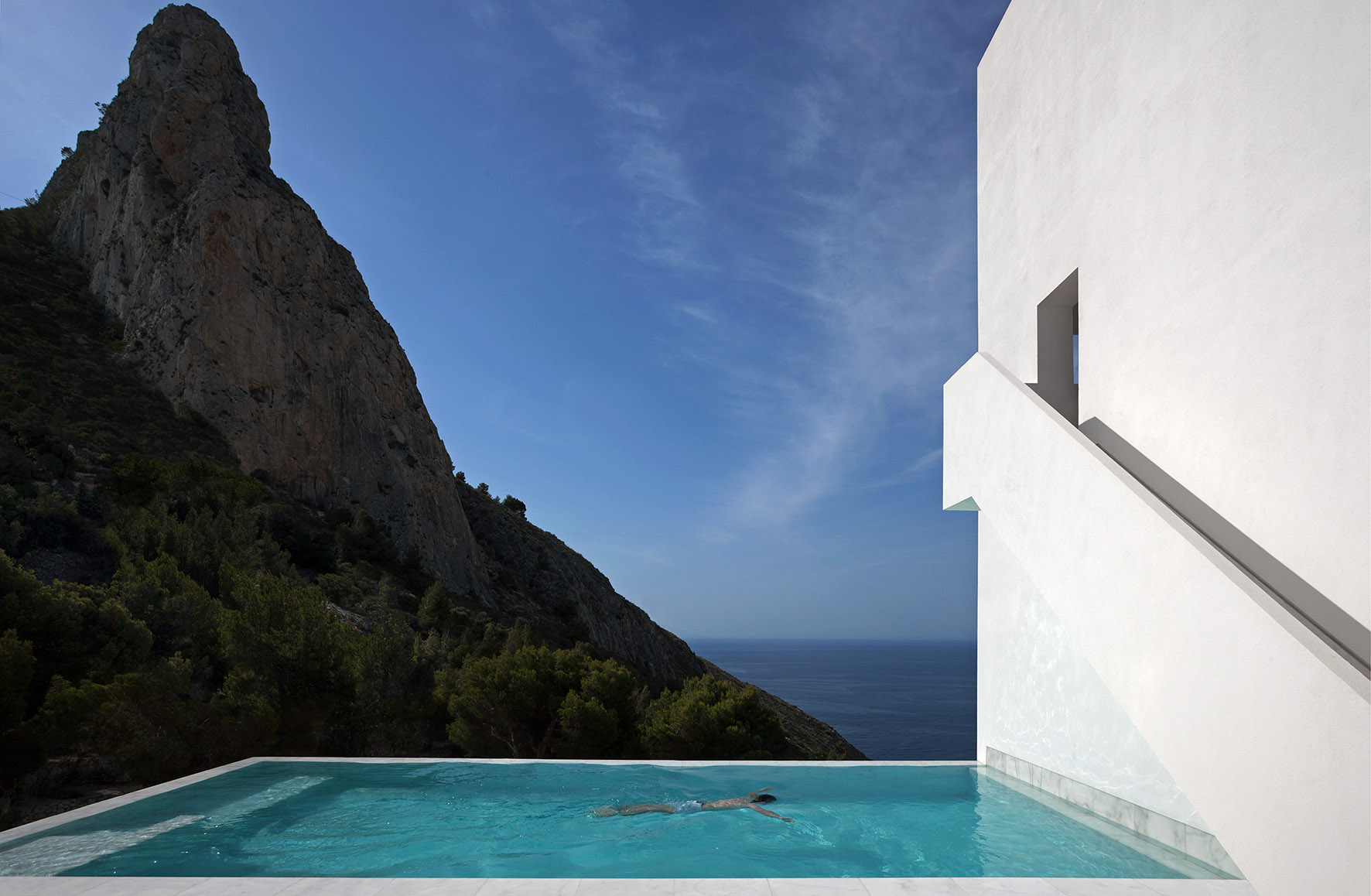 White villa among the rocks