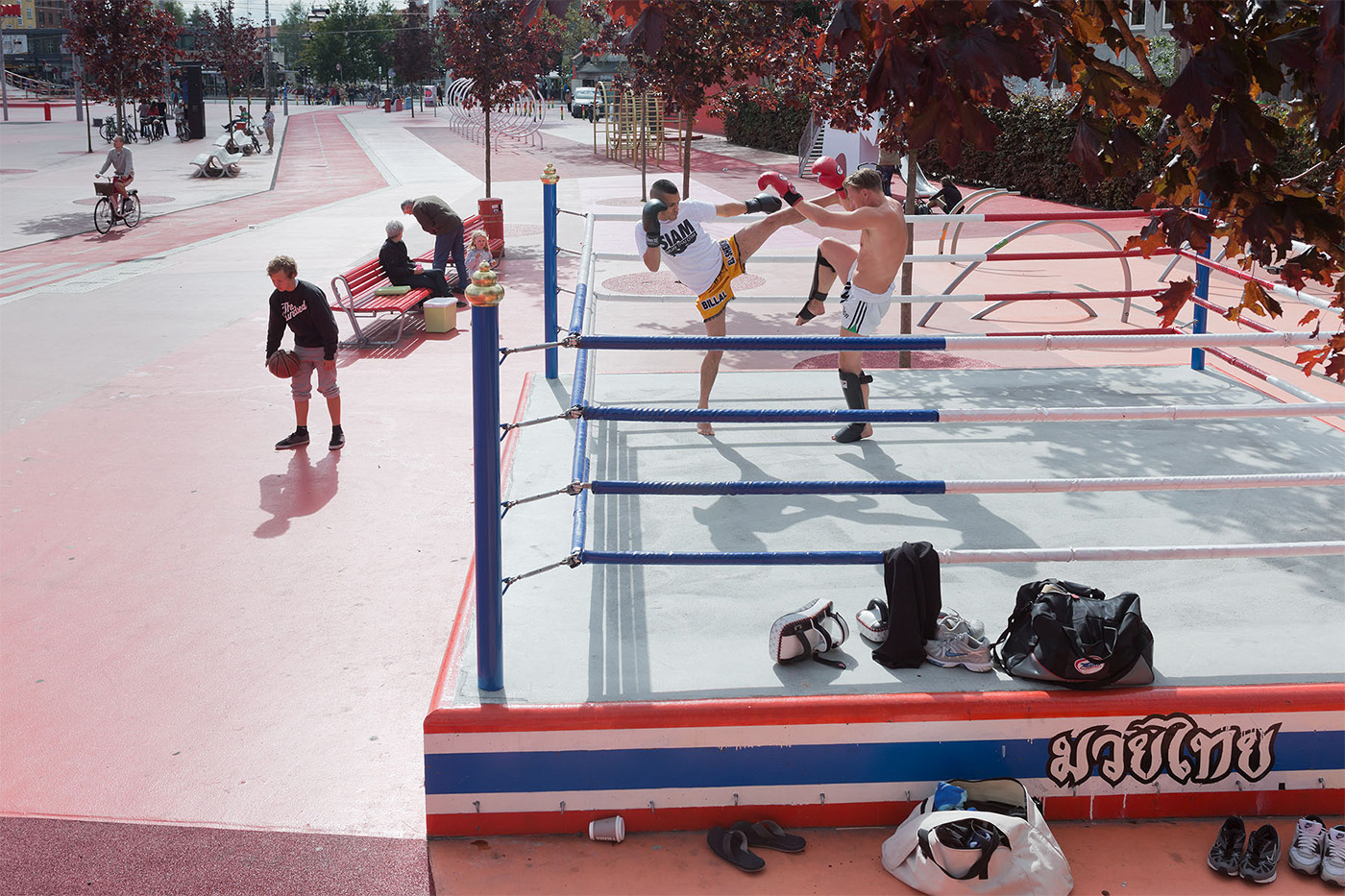 Playground with colourful flooring