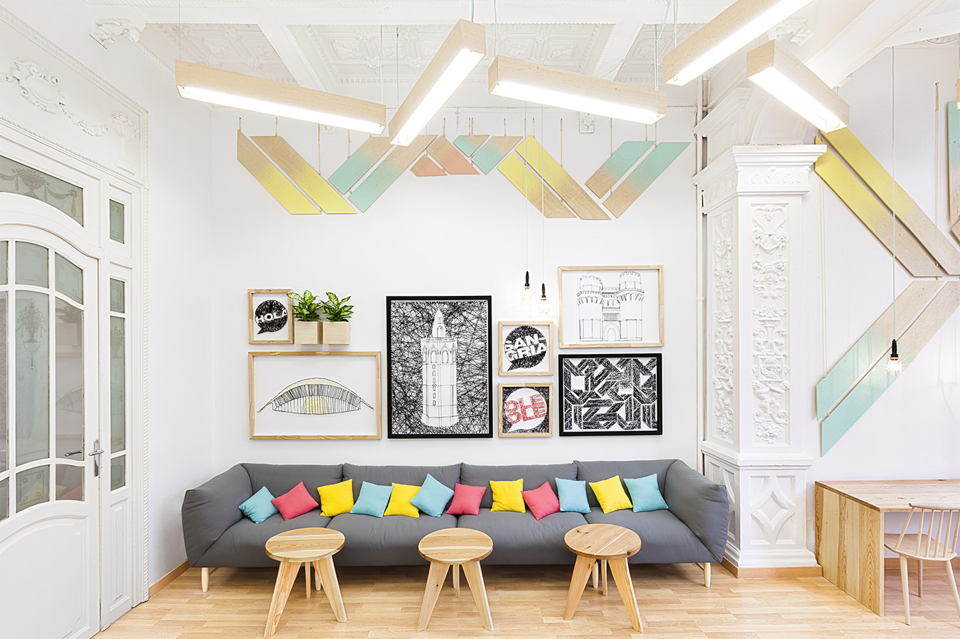 Language school with wooden interior