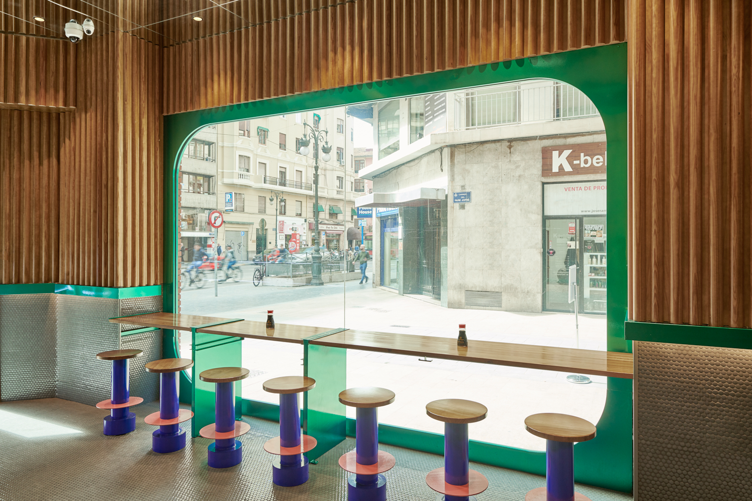 wooden upholstery stools colorful green counter