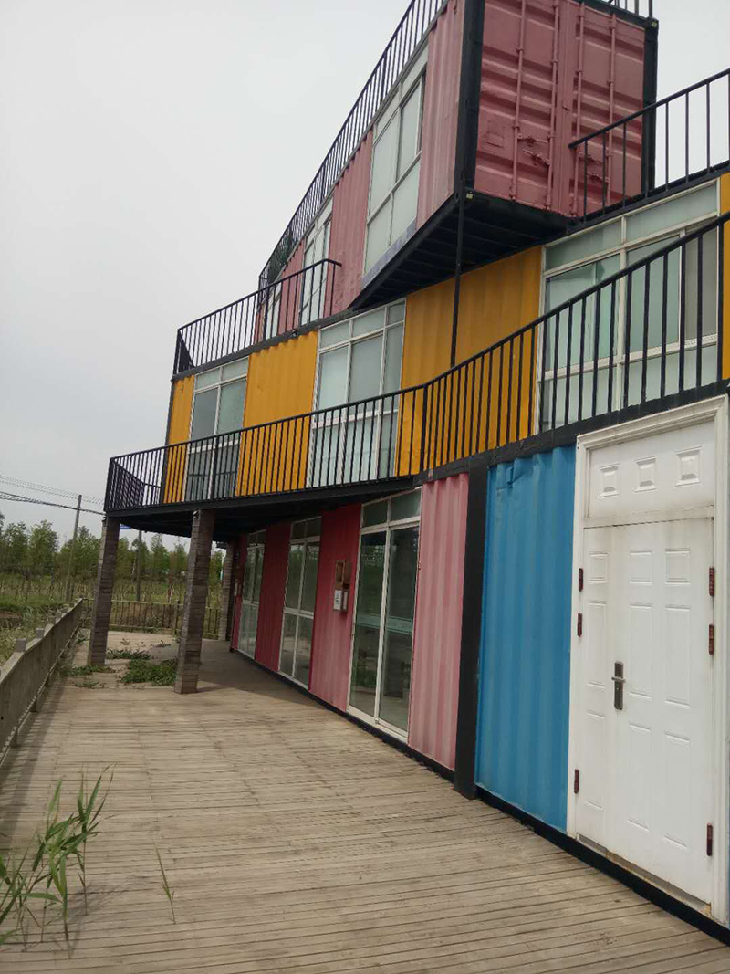 stacked containers before the project