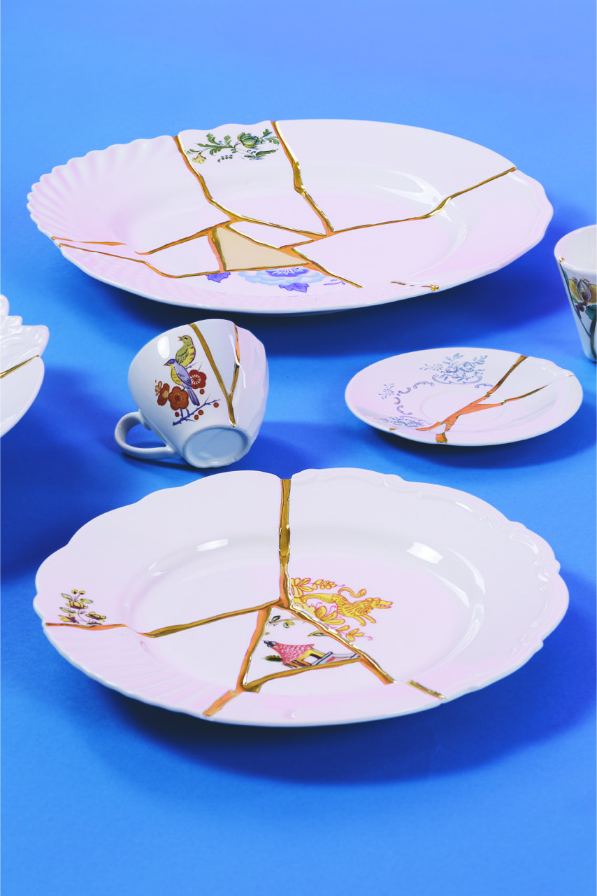 decorated ceramic plate Kintsugi