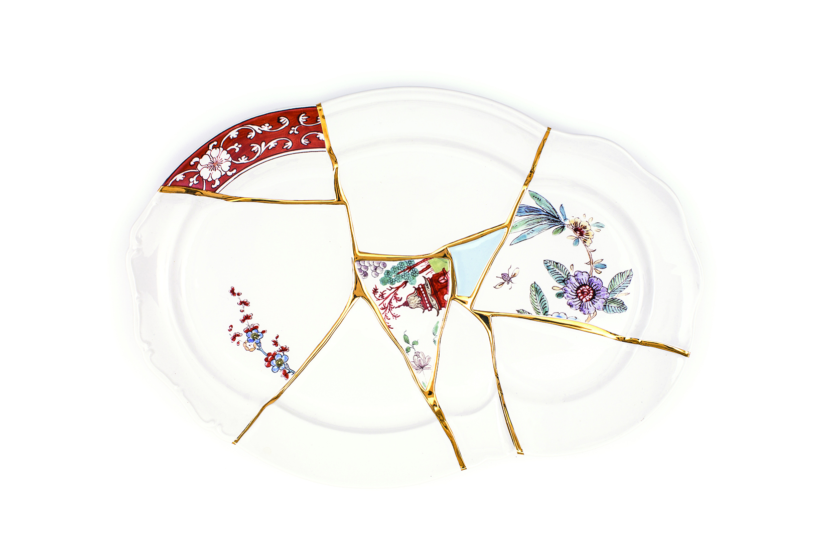 decorated ceramic plate Kintsugi
