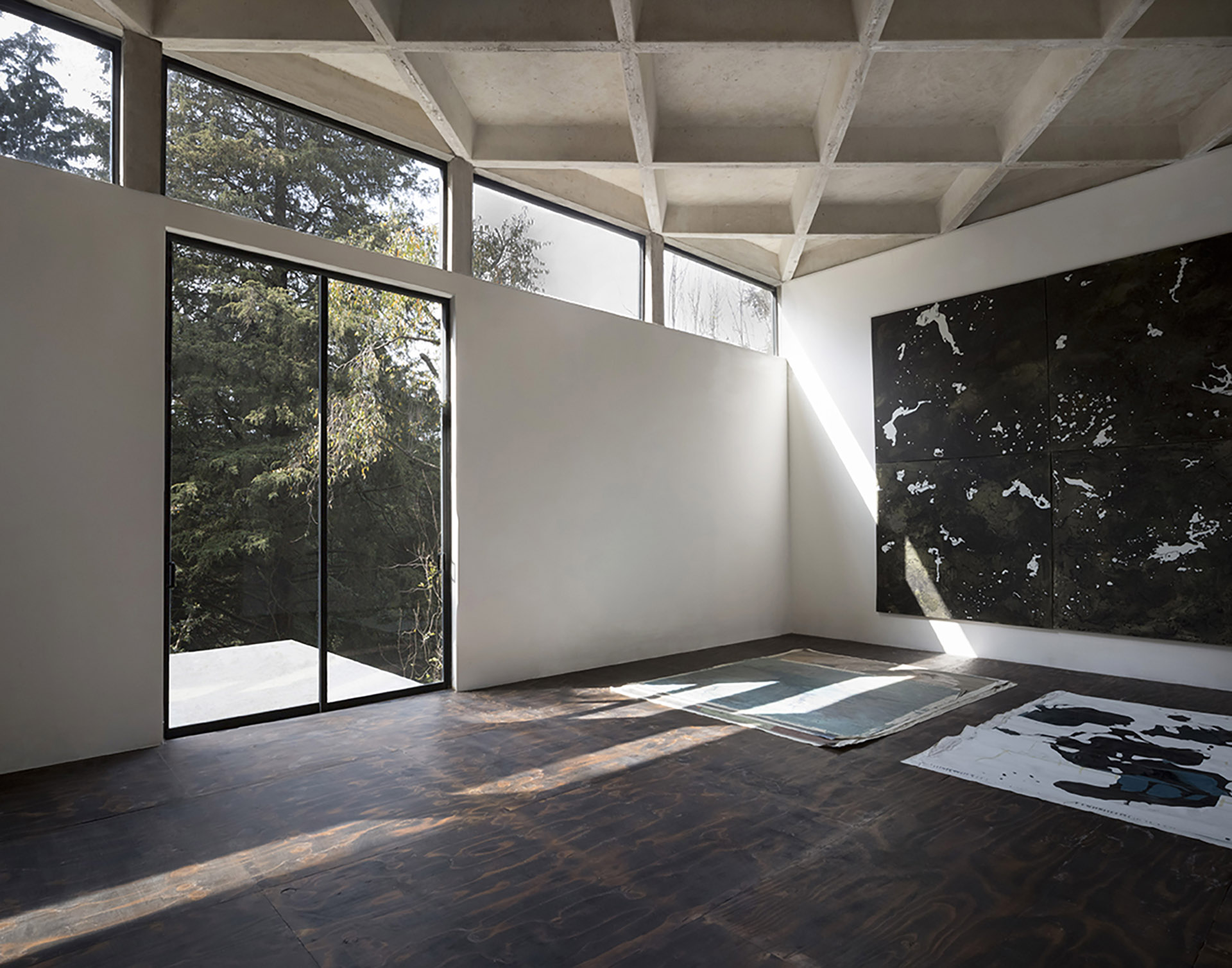 Roel Studio soffitto esterno travi e vetro