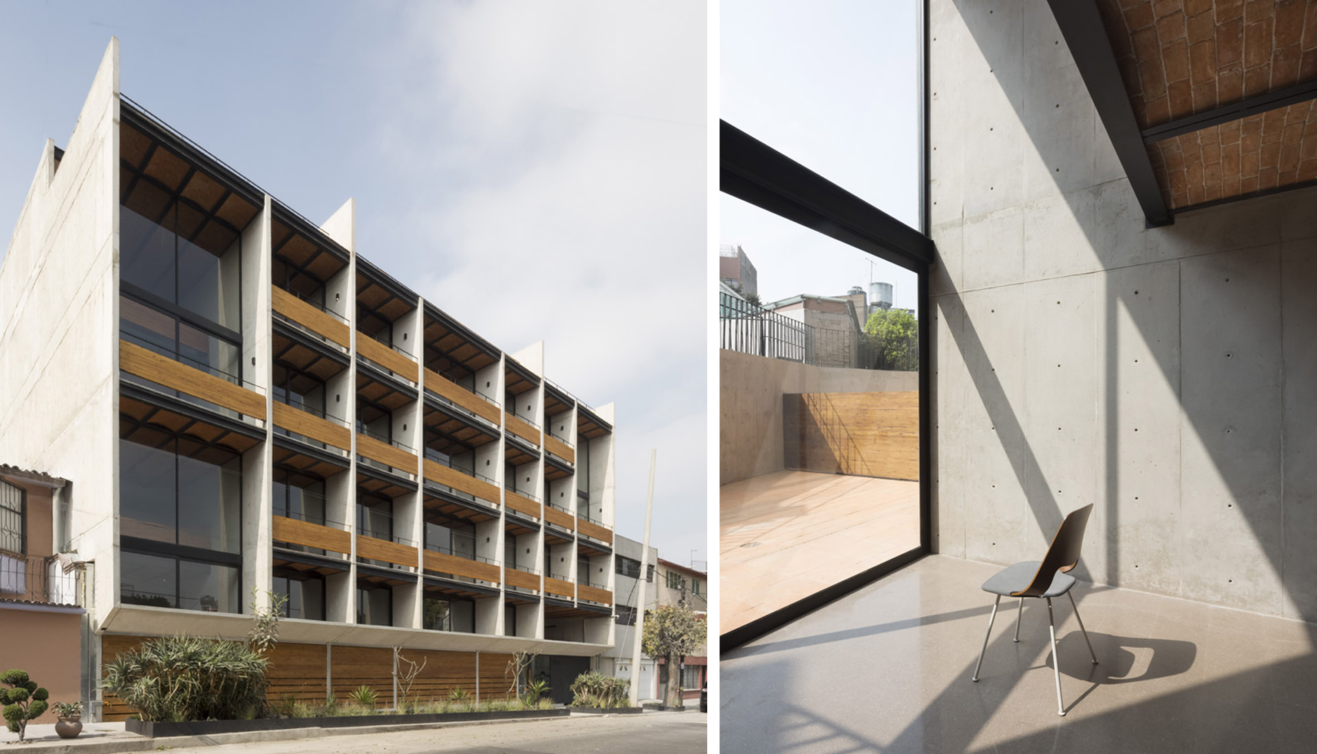 Community accommodation in Mexico City. The material of the structure ...
