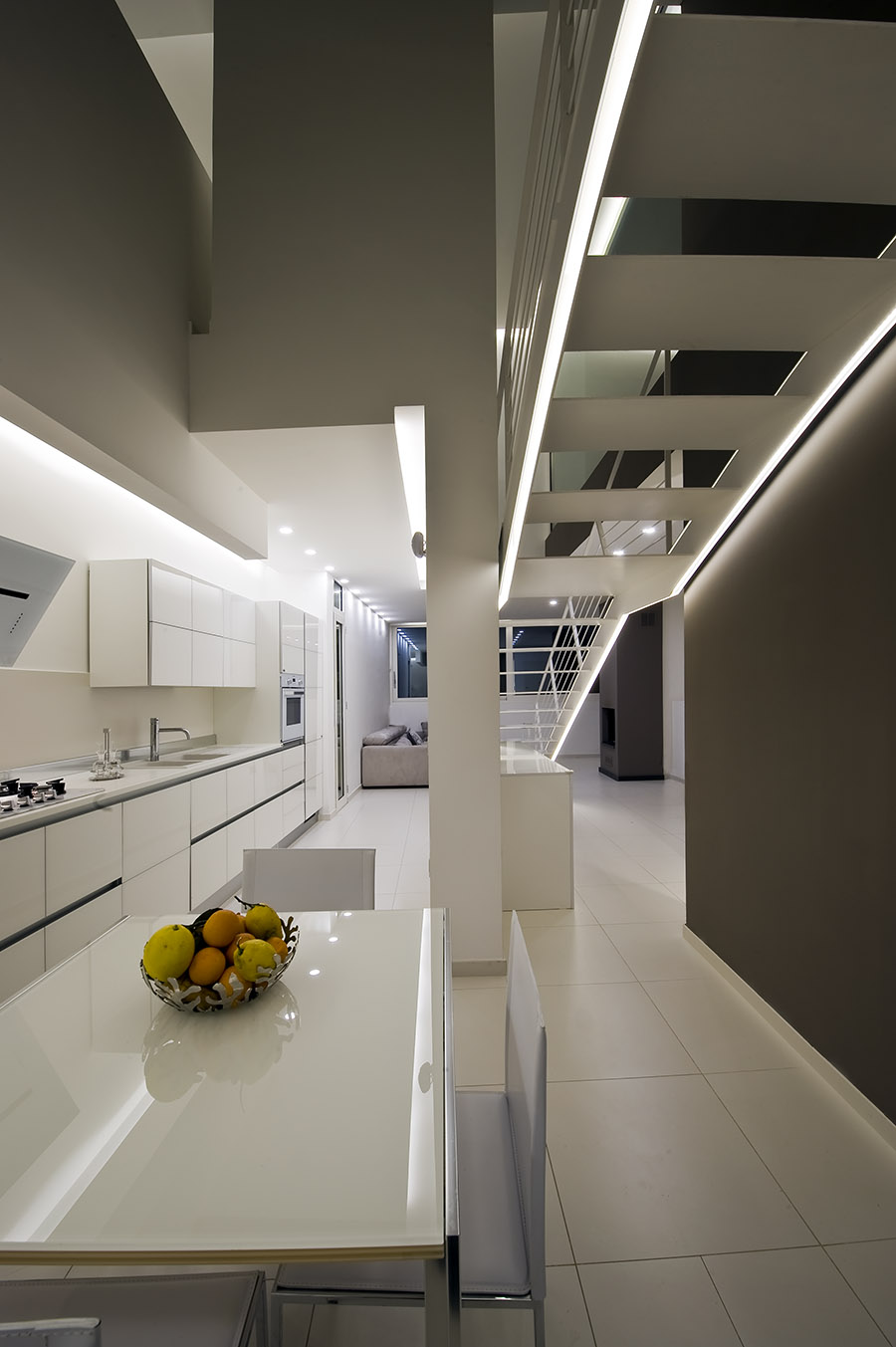 kitchen double volume ceiling lighting veil