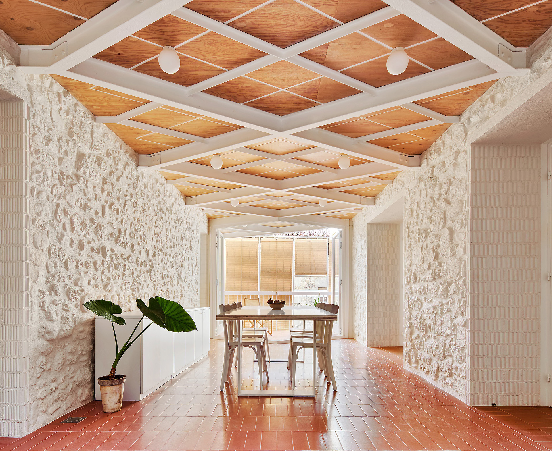 dining room wooden ceiling