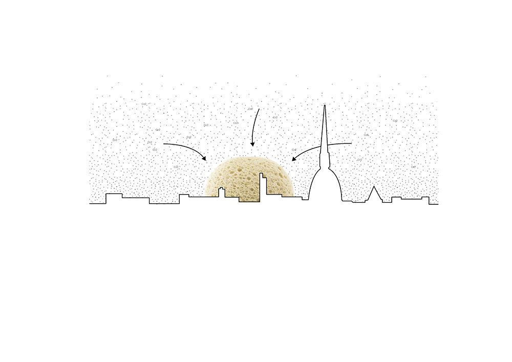 Sponge Mountain in Turin. Artificial mountain absorbs air pollution