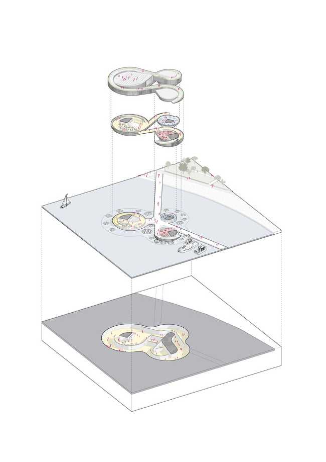 Iconic maritime centre in Rotterdam. Organic building contrasts with the port's industrial design