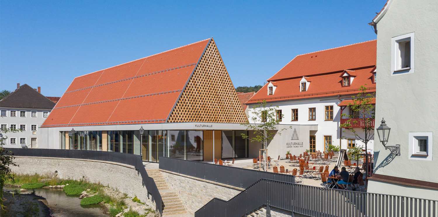 Cultural center in the German city of Berching. Form reinterprets traditional barns