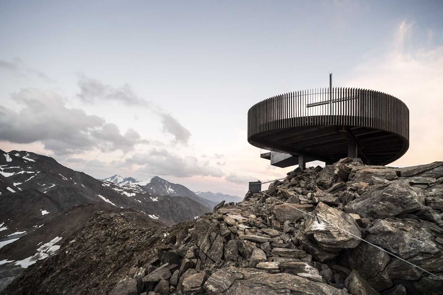 Corten steel and glass viewing platform. Breathtaking views of the mountain to breathe freedom