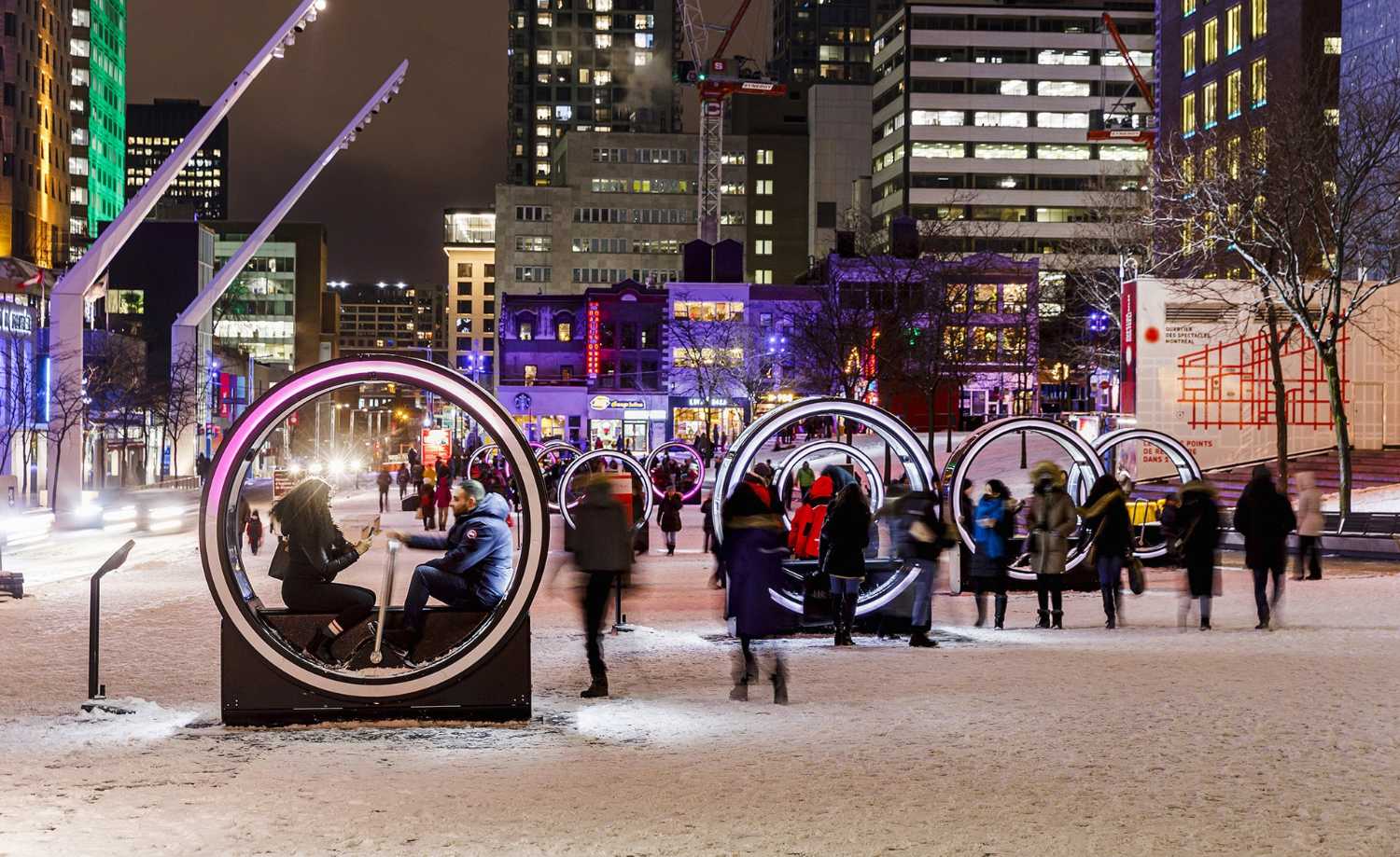 Art installations in Montreal. A beacon of light in the darkness of the world affected by COVID-19