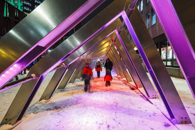 Art installations in Montreal. A beacon of light in the darkness of the world affected by COVID-19