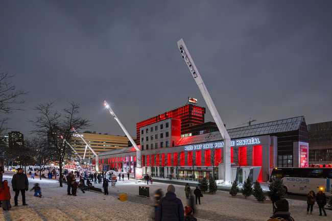 Art installations in Montreal. A beacon of light in the darkness of the world affected by COVID-19