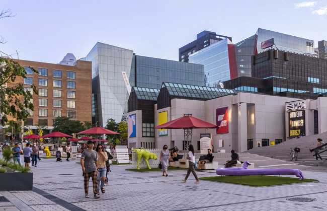 Art installations in Montreal. A beacon of light in the darkness of the world affected by COVID-19