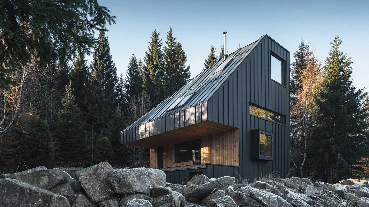 Vacation home in Czech Republic. Shades of gray echo the local color