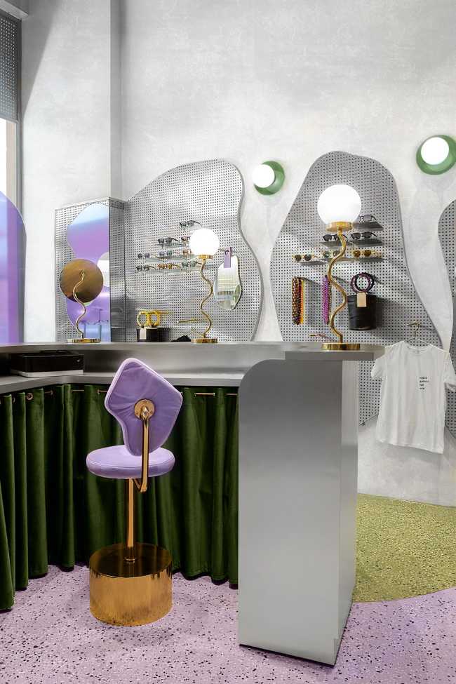 Forme organiche e colore per Breathe Sunglasses a Bogotà. I valori del brand tradotti in design