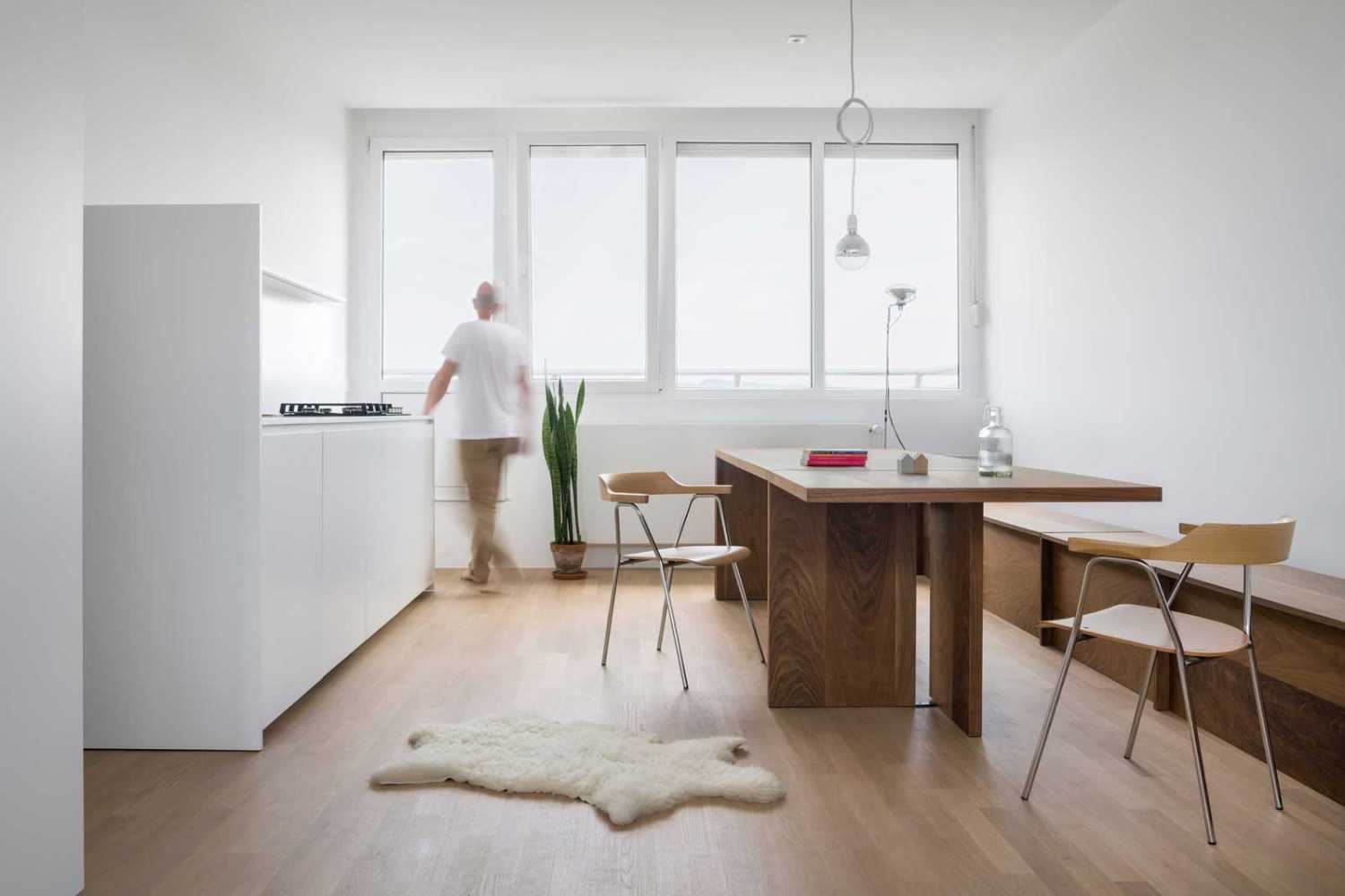 Reestructuración de un apartamento en Liubliana. Un proyecto económico con espacios sencillos y abiertos