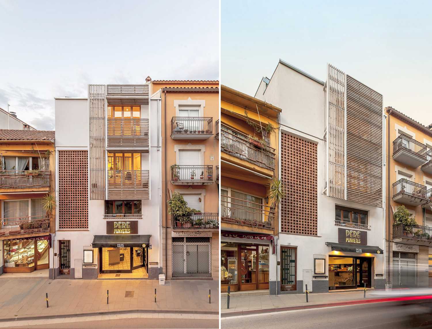 Recualificación de un edificio en Cataluña. Las duelas de madera reinterpretan la fachada