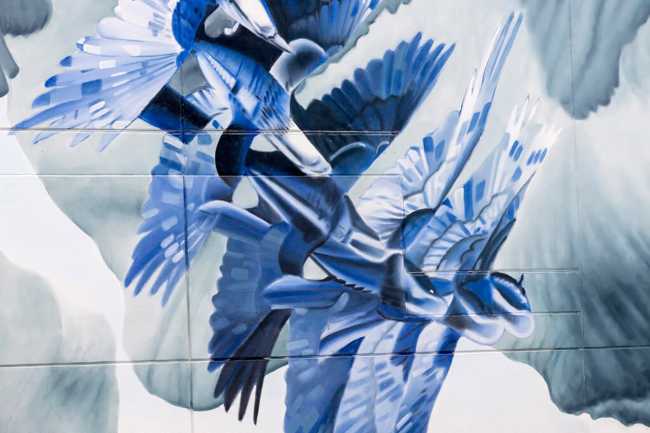 Une fresque artistique. Vue poétique et fantastique sur le ciel nuageux de New York.