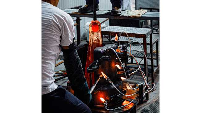 Soda tables. Blown glass for handcrafted furniture with a unique design