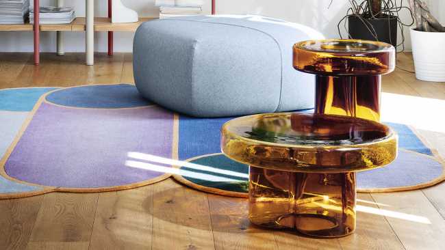 Soda tables. Blown glass for handcrafted furniture with a unique design