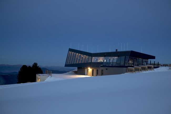 Restaurant perched on the Austrian Alps. Breathtaking scenery and 360-degree panoramic views