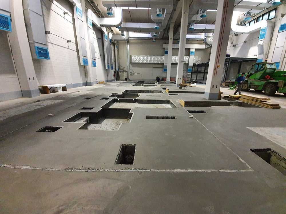 Isolamento delle vibrazioni causate da una nuova rotativa nello stabilimento di Centro Stampa Quotidiani a Brescia