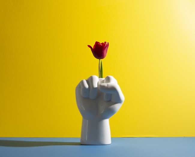 Un vaso di fiori con messaggio: FCK Vase, we FCKing love you!